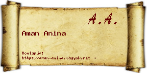 Aman Anina névjegykártya